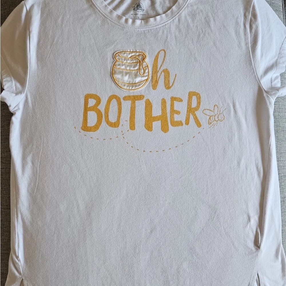 Disney Parks White and Gold Adult Winnie the Pooh Oh Bother Honey Shirt